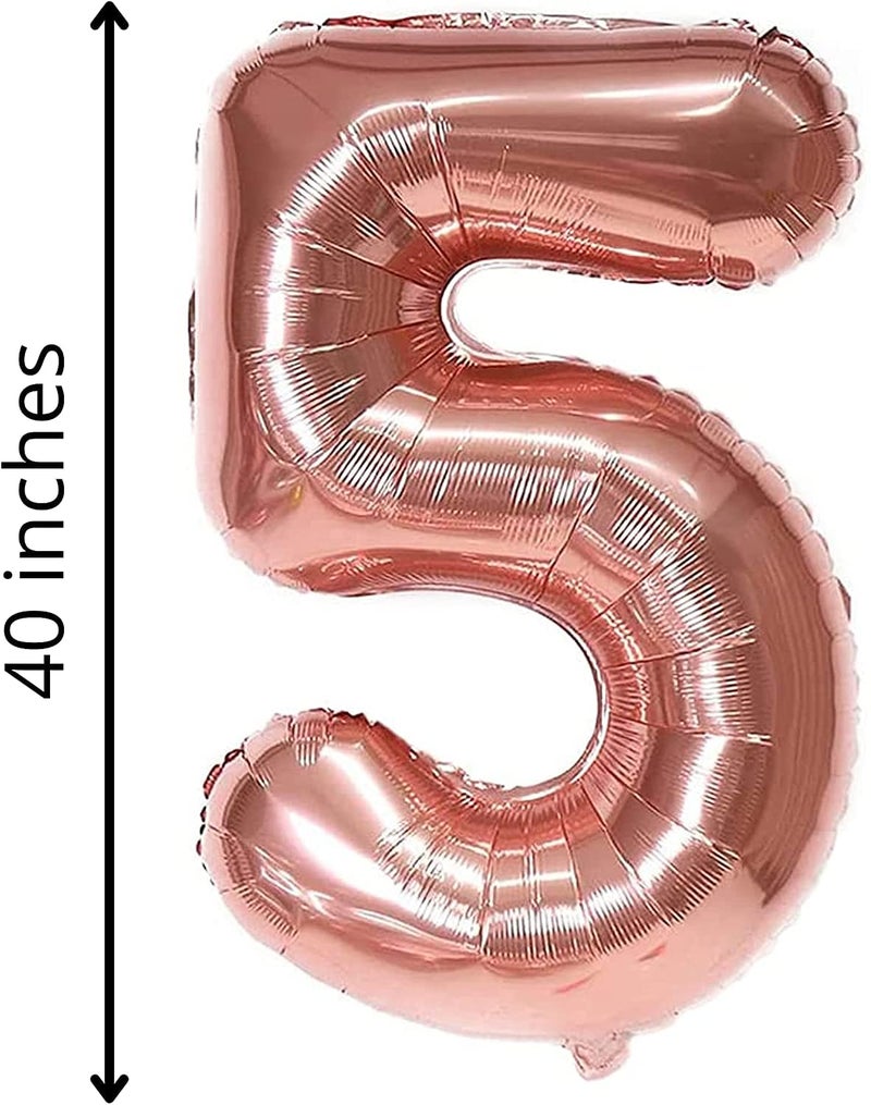 DelightBox 40 Inch Rose Gold Jumbo 5 Number Balloons Huge Giant Balloons Foil Mylar Number Balloons for Birthday Party,Wedding, Bridal Shower Engagement Photo Shoot, Anniversary (Rose Gold,Number 5) - Image 3